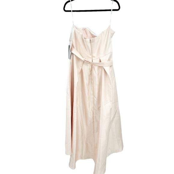 Alfred Sung D699S Strapless Pleated High/Low Sateen Twill Gown Blush Size 16 NWT - Picture 8 of 12